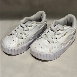 PUMA Kids White and Gold Sneakers